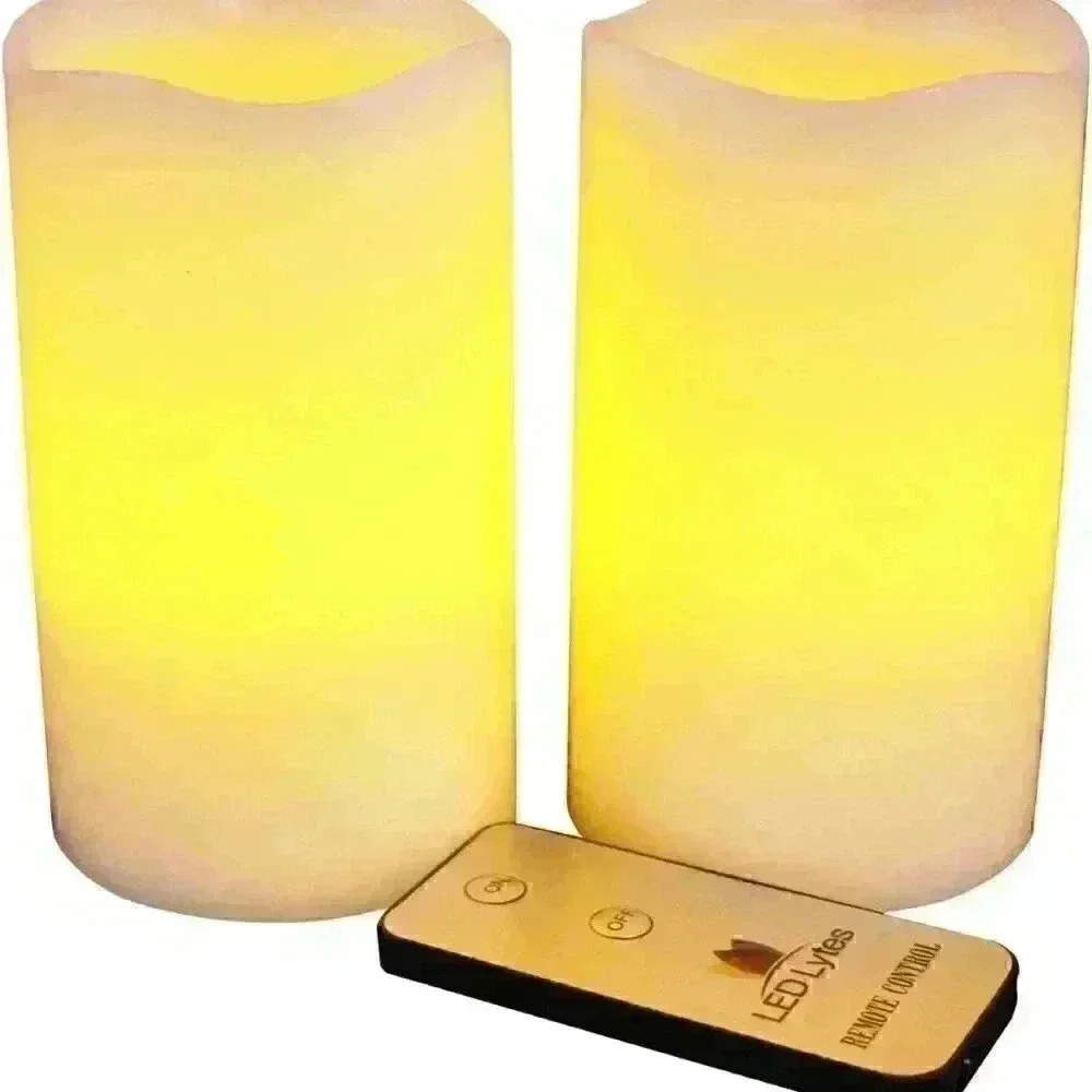 LED Lytes Remote Control Candles Set, 2 Candles, 3"X 5", Real Wax and Am…